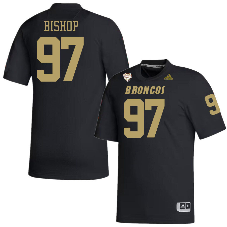 #97 Noah Bishop Western Michigan Broncos College Football Jerseys Stitched-Black